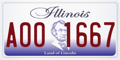 IL license plate A001667