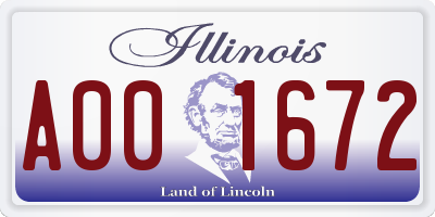 IL license plate A001672