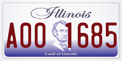 IL license plate A001685