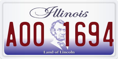 IL license plate A001694