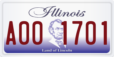 IL license plate A001701