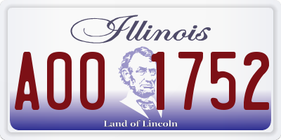 IL license plate A001752