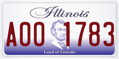 IL license plate A001783