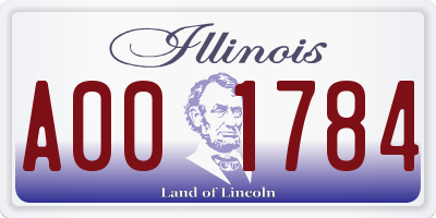 IL license plate A001784