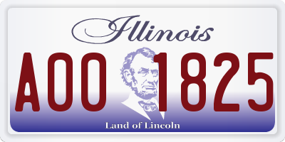 IL license plate A001825