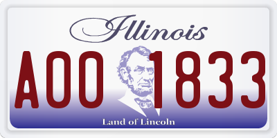 IL license plate A001833