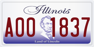 IL license plate A001837