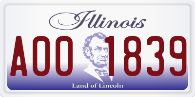 IL license plate A001839