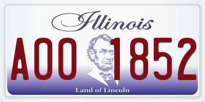 IL license plate A001852