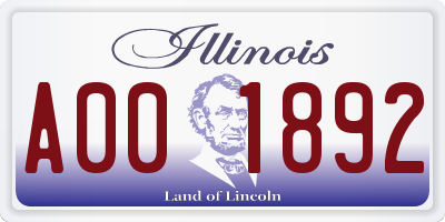 IL license plate A001892