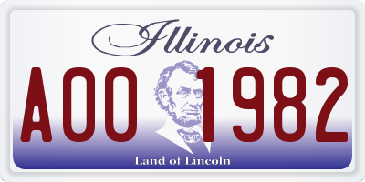 IL license plate A001982