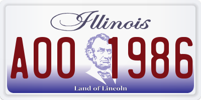 IL license plate A001986