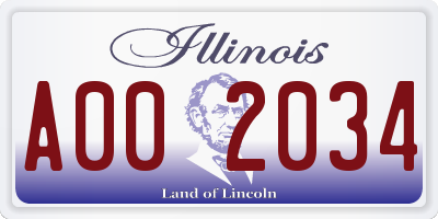 IL license plate A002034