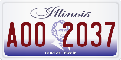 IL license plate A002037