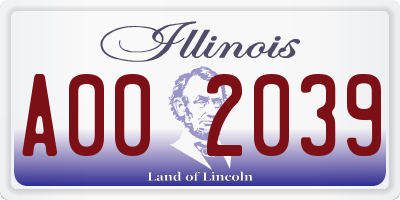 IL license plate A002039
