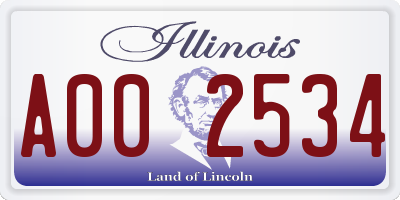 IL license plate A002534