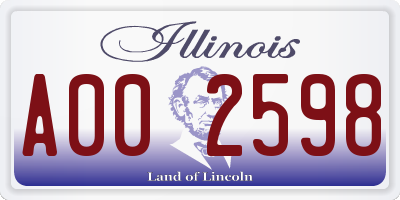 IL license plate A002598
