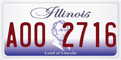 IL license plate A002716