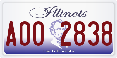IL license plate A002838