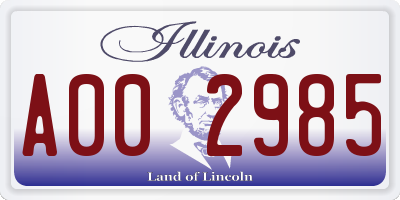 IL license plate A002985