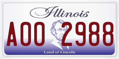 IL license plate A002988