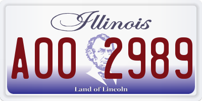 IL license plate A002989