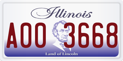 IL license plate A003668