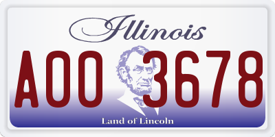 IL license plate A003678