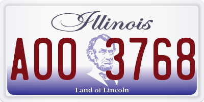 IL license plate A003768