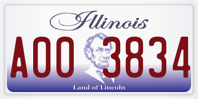 IL license plate A003834