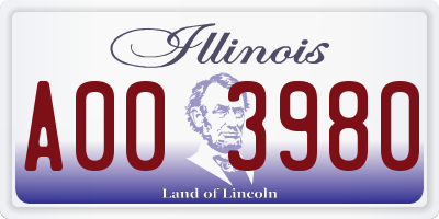 IL license plate A003980