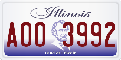 IL license plate A003992