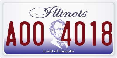 IL license plate A004018