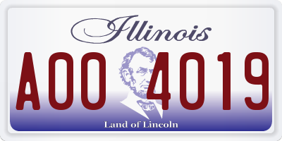 IL license plate A004019
