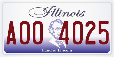 IL license plate A004025