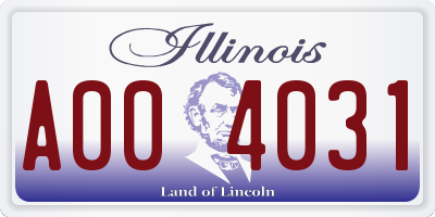 IL license plate A004031