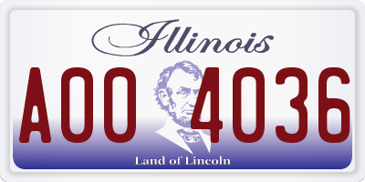 IL license plate A004036