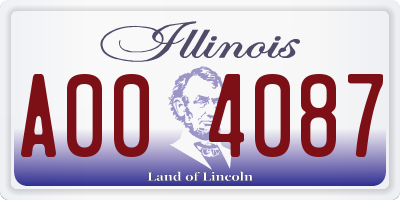 IL license plate A004087
