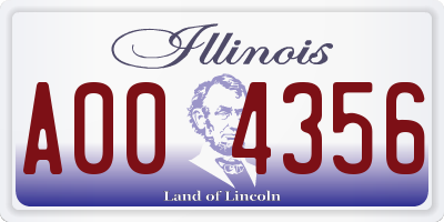IL license plate A004356