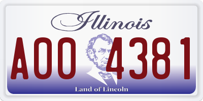 IL license plate A004381