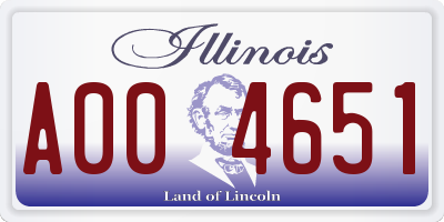 IL license plate A004651