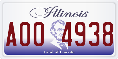 IL license plate A004938