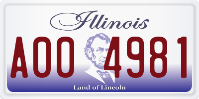 IL license plate A004981