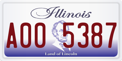IL license plate A005387