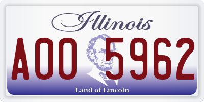 IL license plate A005962