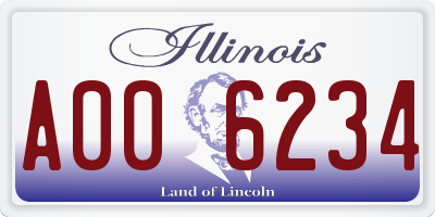 IL license plate A006234