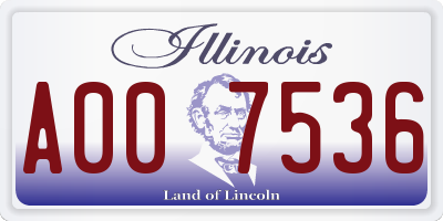 IL license plate A007536