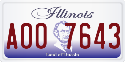 IL license plate A007643