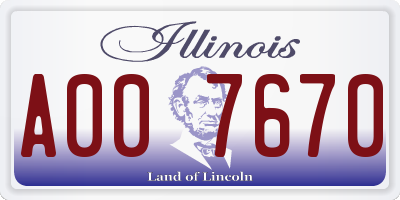 IL license plate A007670