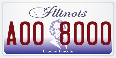 IL license plate A008000
